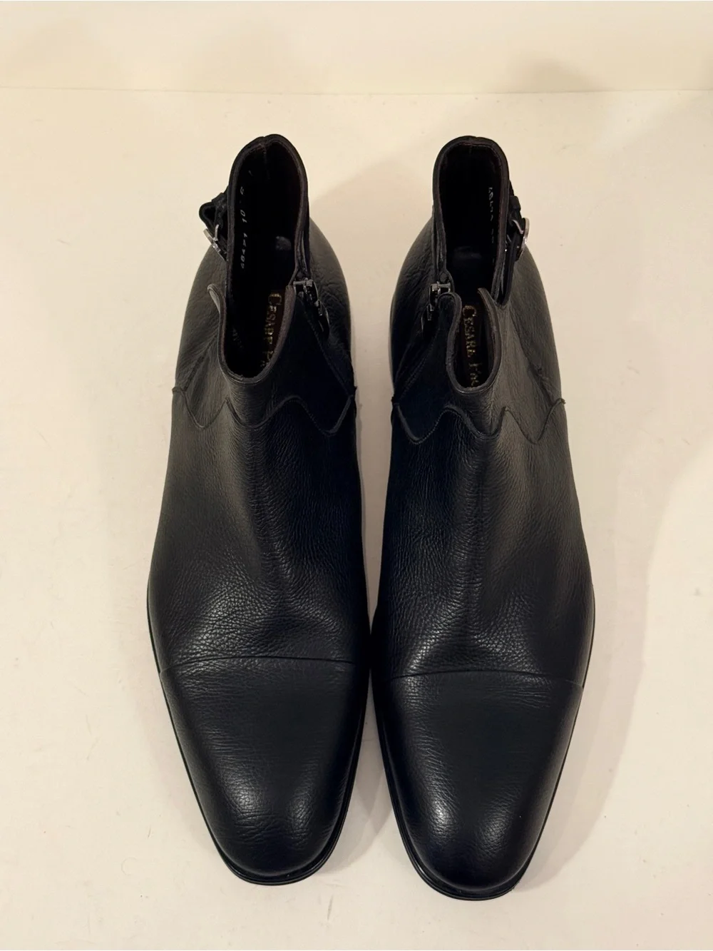 Cesare Paciotti Black Leather Dagger Ankle Boots 10 C NEW w/ Dust Bag Italy
